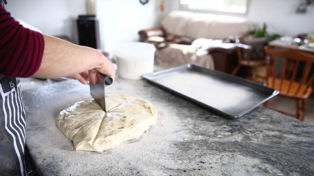 cutting dough with dough slicer cutter