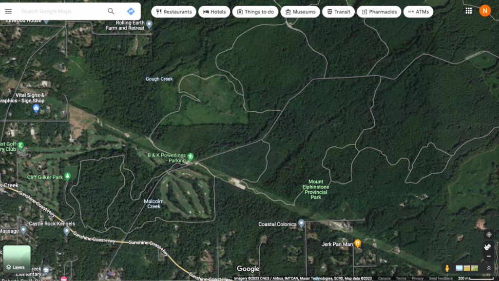 google maps of forest service roads to wild camp